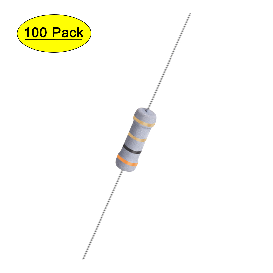 100 Pcs 1W Metal Oxide Film Resistor Axial Lead 3 Ohm ±5 Tolerance