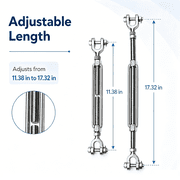 Tootaci 3/8 Stainless Steel Turnbuckles, Jaw and Jaw Cable Wire Tensioners, 3200lb Working Load Limit for Sun Shade Sail Tent Outdoor String Lights, 1PCS