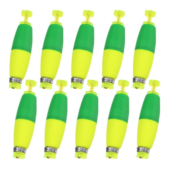 Uxcell 10-Pack Fishing Bobbers Floats, 2 Inch EVA Foam Weighted Bobbers Clip-on Floats Slip Corks Floaters Strong Buoys [Green Yelloww]