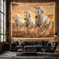 thumbnail image 6 of White Horses Running on Golden Grassland Majestic Photorealistic Style for Nature Lovers Wildlife Wall Art Housewarming Gift Tapestry Wall Hanging for Bedroom, Living Room and Dorm, 6 of 7