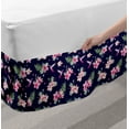 thumbnail image 2 of Navy and Blush Bed Skirt, Tropical Flower Bouquets and Flying Hummingbirds Tiny Little Hearts, Elastic Bedskirt Dust Ruffle Wrap Around for Bedding Decor, 4 Sizes, Indigo Green Pink, by Ambesonne, 2 of 2