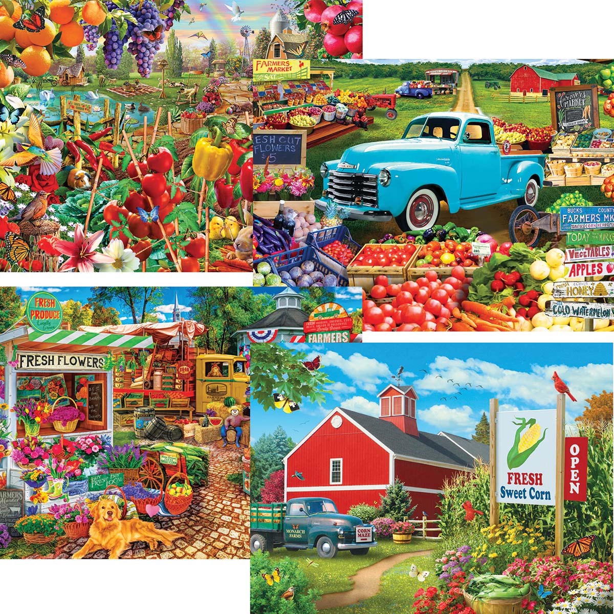 Masterpieces Puzzle Co Farmer's Market Set of 4 Jigsaw Puzzle Walmart