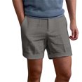 thumbnail image 2 of Linen Cotton Shorts for Men Drawstring Elastic Waistband Shorts with Pockets Flat Front Linen Shorts Cotton Linen Casual Summer Beach Vacation Wear,Gray 3XL, 2 of 4