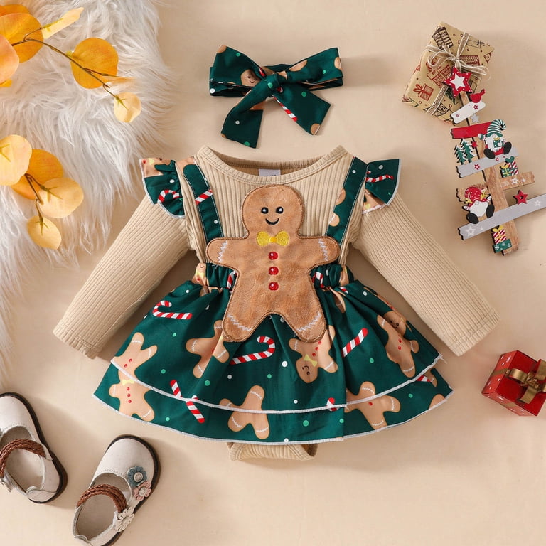 cute newborn christmas dresses Toddler Baby Girls Christmas Dress Infant Long Sleeve Tulle Party Dresses  with Bow Headband 3-6 Months