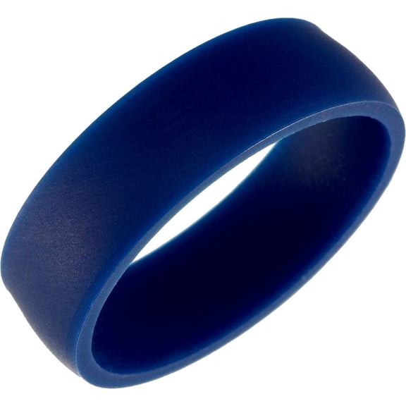Navy 7mm Comfort-fit Navy Silicone Dome Comfort-Fit Band Size 11 Ring for Women and Men - .8 Grams