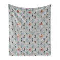 thumbnail image 1 of Christmas Soft Flannel Fleece Throw Blanket, Elves Skiing Merry Xmas Snowflakes Tree Nursery Celebration Cartoon, Cozy Plush for Indoor and Outdoor Use, 50" x 60", Sea Green Pale Grey, by Ambesonne, 1 of 6