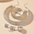 thumbnail image 2 of Fiaya Women Crystal Rhinestone Jewelry Set, Necklace Bracelet Ring Earrings Set of 5, Jewelry Accessories for Women Anniversary Wedding Party Gift (Silver-4Rows), 2 of 5