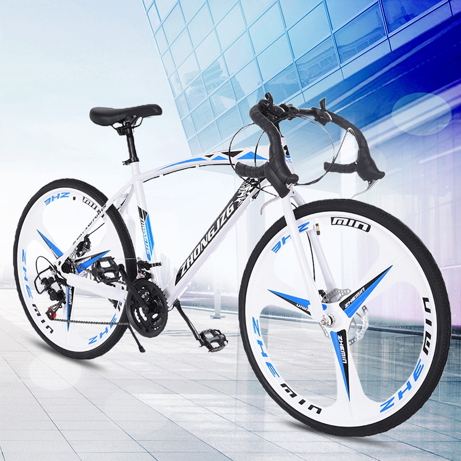 Road Bikes Road Bike 700C Lightweight Aluminum Alloy Frame 30-Speed City Bicycle Adult Racing Outdoor Cycling Double Disc Brake Curved Handlebar Racing Bike City Commuter Bicycle Color : B
