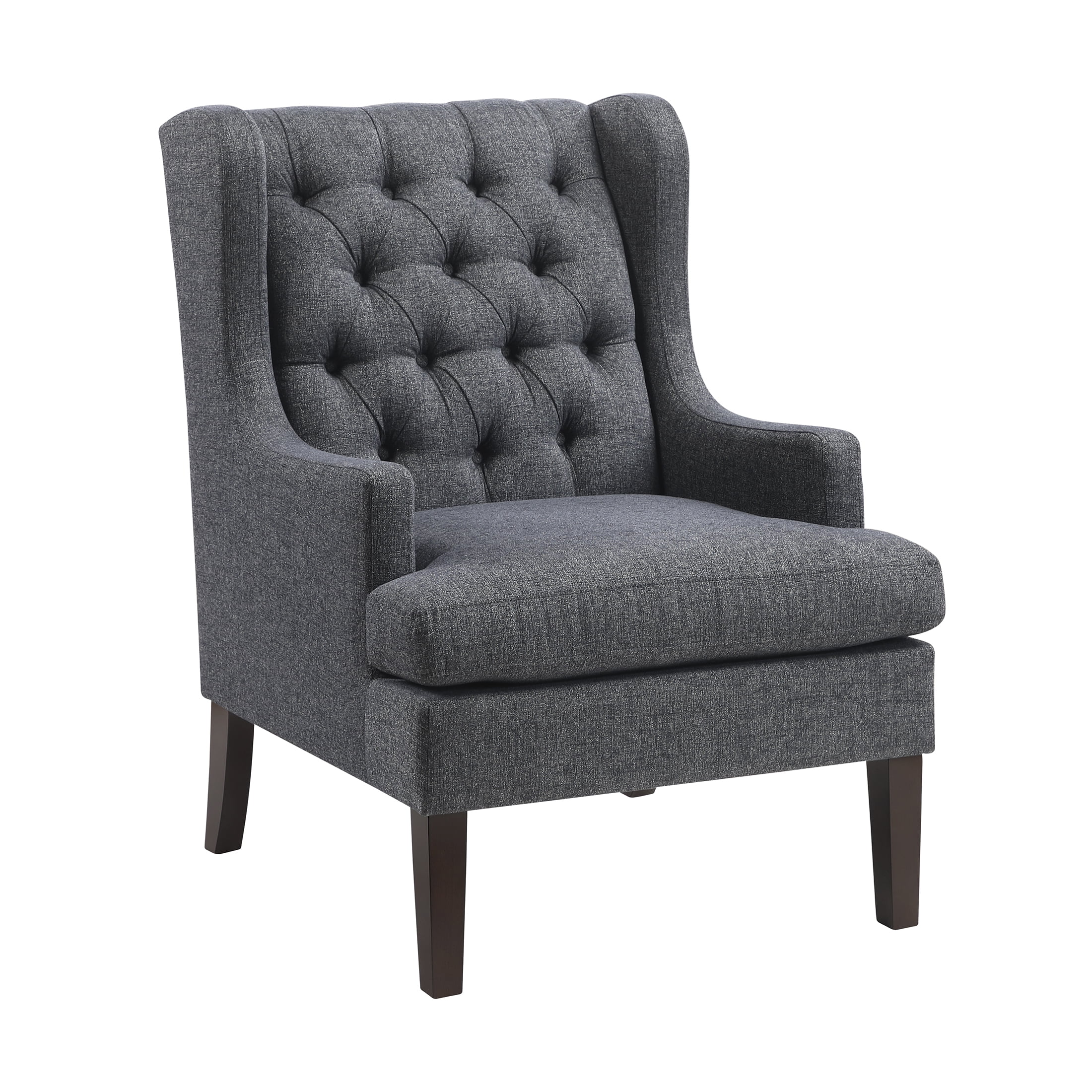 OakvillePark Velloria Textured Fabric Tufted Back Accent Chair, Charcoal