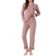 thumbnail image 1 of INSPIRAR CHIC Pijamas de Algodón para Mujeres, Conjuntos de Ropa de Dormir de Manga Larga con Pantalones y Bolsillos, Talla XS, Rosa, 1 of 6