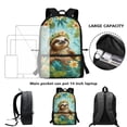 thumbnail image 4 of Uorisanigo Tropical Sloth Kids School Bookbag Set Insulated Lunch Bag Pencil Case Water Bottle Sleeve Large Capacity School Backpack for Primary Middle College 4 Pieces, 4 of 7