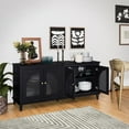 thumbnail image 4 of Beautiful Drew Rattan 4-Door Buffet Sideboard by Drew Barrymore, 2 Adjustable Shelves, Black Finish, 4 of 11