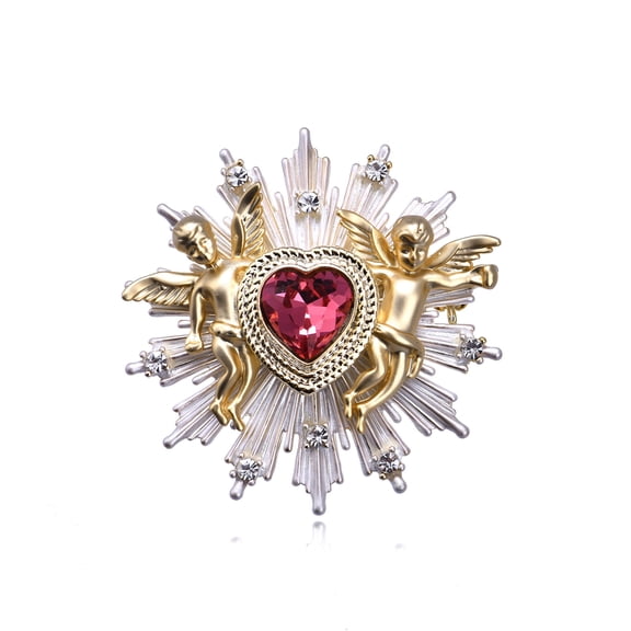 Red Heart Austria Rhinestone Crystal Classic Badge Brooch Pins Jewelry