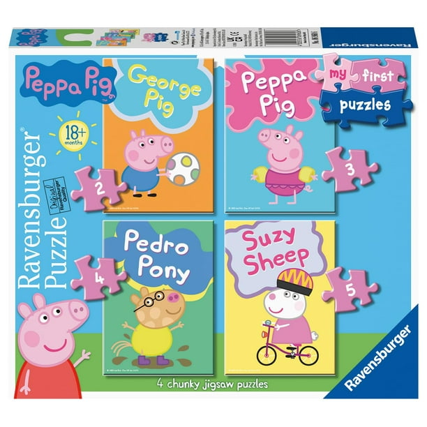 Juego de rompecabezas Ravensburger Peppa Pig, 4 rompecabezas gruesos, 16,5 x 11,5 cm