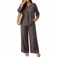 thumbnail image 4 of Two Piece Sets for Women 3/4 Length Sleeve Lounge Sets Summer Fall Vacation Travel Outfits Fashion Clothing Brown XL, 4 of 6