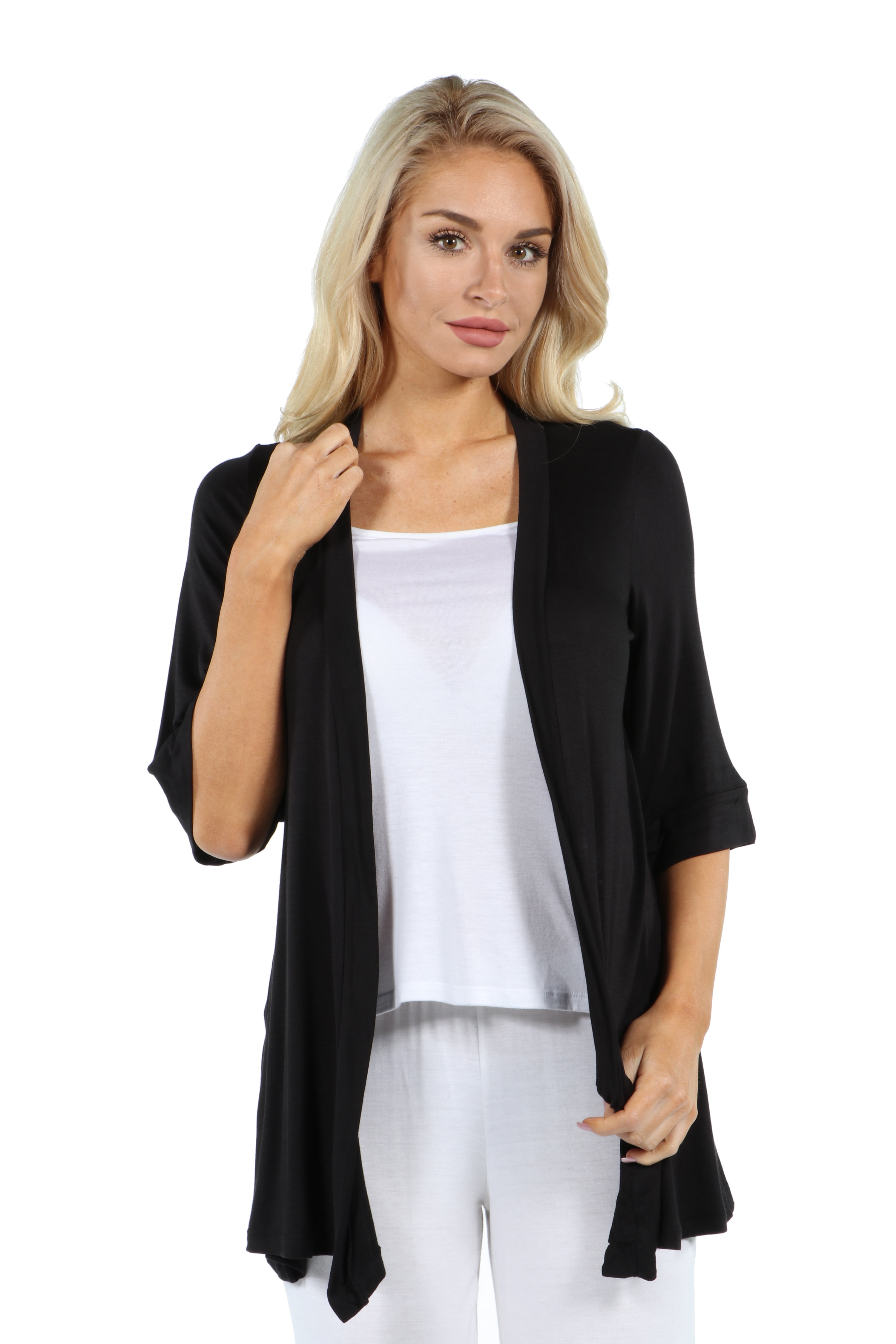 24/7 Comfort Apparel - 24seven Comfort Apparel Elbow Length Sleeve Open Front Cardigan - Walmart.com