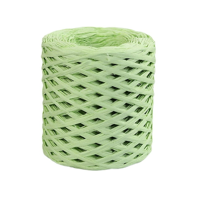 Rongfmy 200M/Roll Raffia Paper Ribbon Decor Recyclable for Weaving Gift Wrapping Light Green