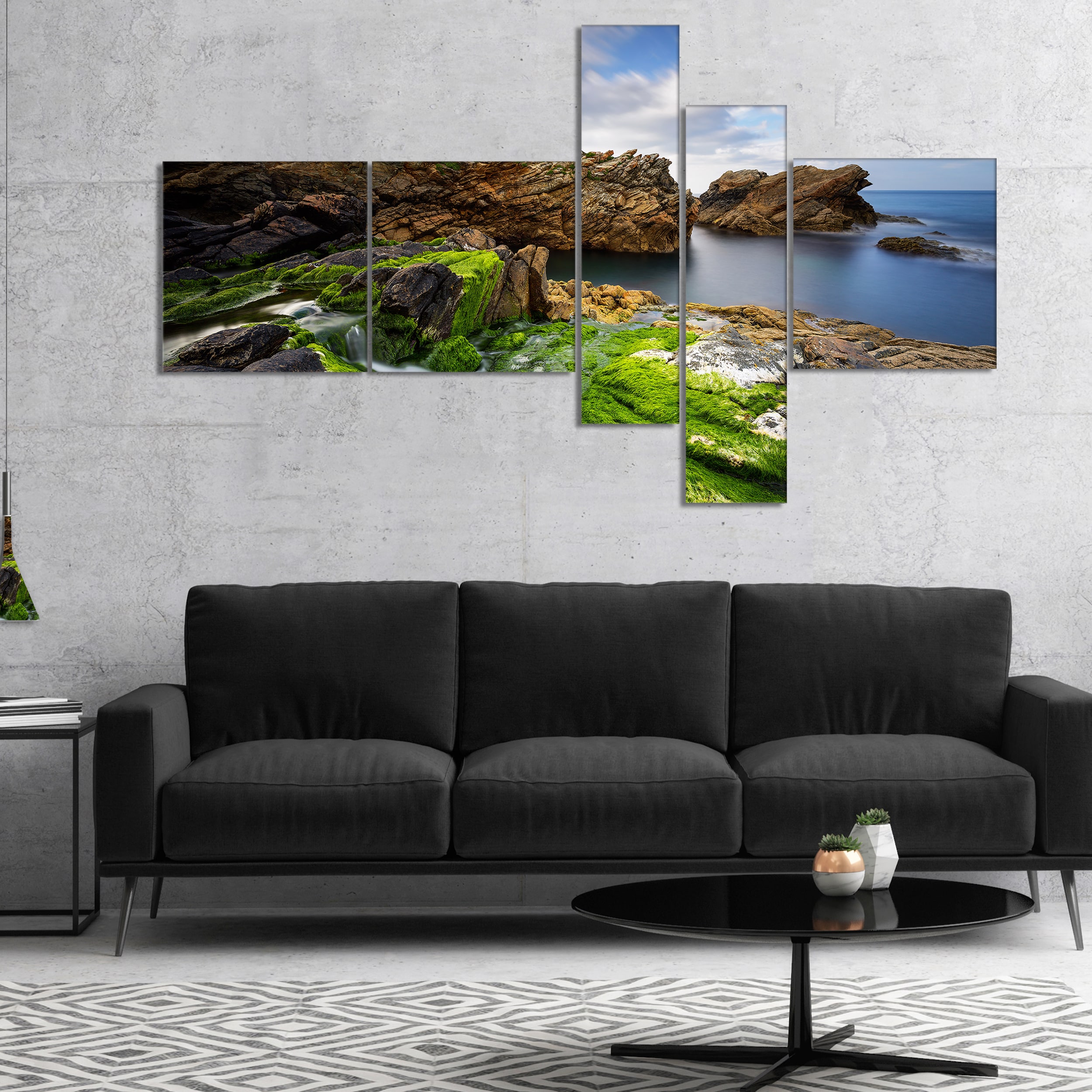 DESIGN ART Designart 'Rocks and Waterfall in Spanish Coast' Seashore