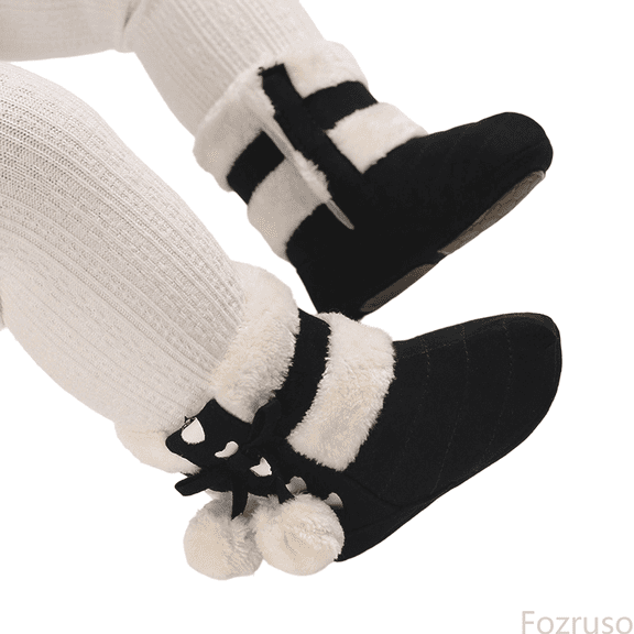 Fozruso Winter Girls Boots Warm Lined Soft Sole Non Toddler Shoes For Baby Children Outdoor Play,Sizes 4(0-3 Months)