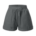 thumbnail image 4 of Womens Shorts JIANLAI Casual Cotton Linen Shorts Elastic Drawstring Summer Beach Vacation Shorts Pockets (S-5XL) Gray, 4 of 4
