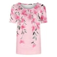thumbnail image 5 of Floral Print Tops for Womens，Summer Womens Scooped Neck Tees Short Sleeve Shirts Loose Fitted Tunics Blouses Ultra Soft Textured Tops Lounge Breathable T-Shirts Running Cycling Workout Outfits, 5 of 5
