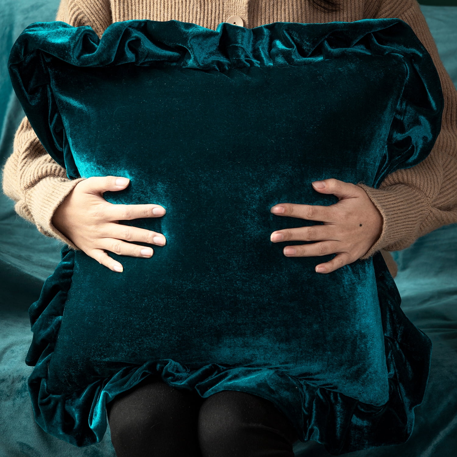 Glory Season Throw Pillow Cover Soft Decorative Square Cushion Case for Sofa Couch Pack of 2,18x18in,Malachite Green