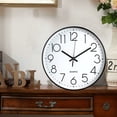 thumbnail image 4 of 12 inch modern wall clock round battery operated silent quartz black white, 4 of 4