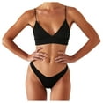 thumbnail image 1 of DPTALR Women Sexy Solid Push Up High Cut Lace Up Halter Bikini Set Two Piece Swimsuit, 1 of 9