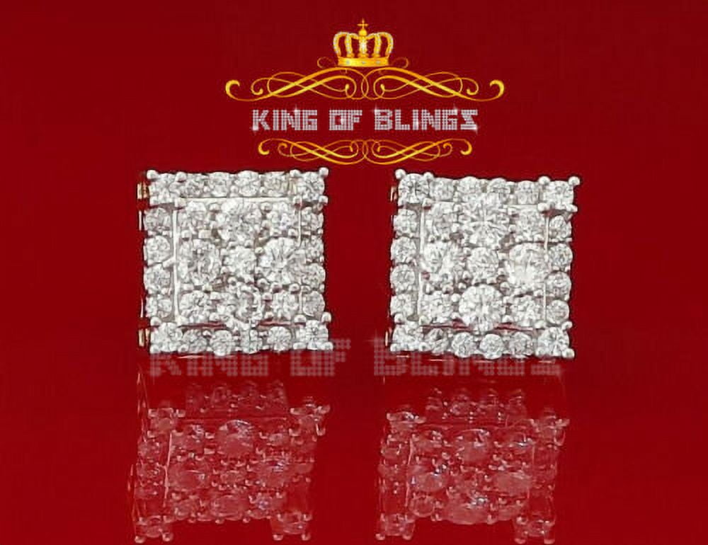 King of Bling's Yellow 925 Silver 0.96ct Cubic Zirconia Men's/Women's Screw Back CZ Stud Earring