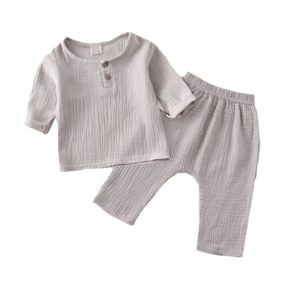 WUXIAN Child Baby Boy Girl Solid Color Pullover Long Sleeve Linen Sweatshirt T-Shirt Tee Tshirts Ankle Length Pants Crewneck Tops Shorts Outfits Sets Clothes Trendy Streetwear