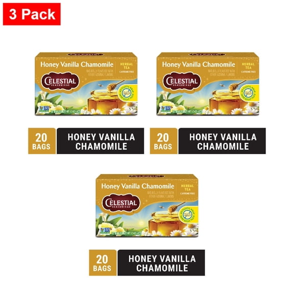 Celestial Seasonings Caffeine Free Honey Vanilla Chamomile Herbal Tea 20 ct - 3 Pack