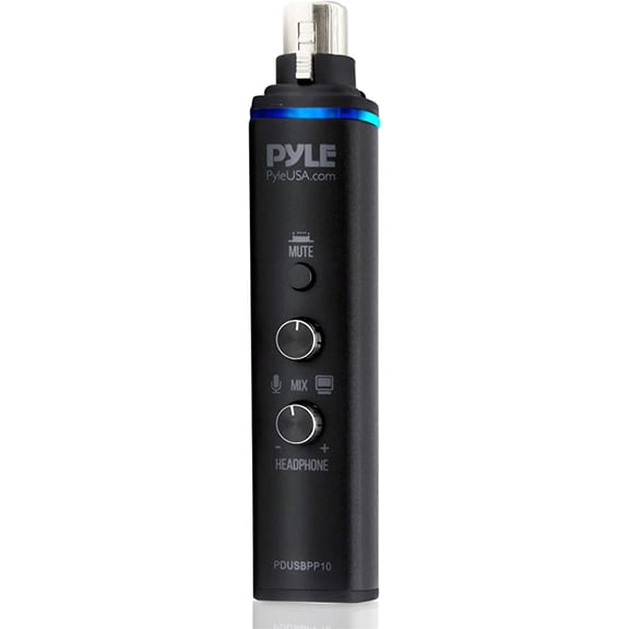 PYLE PDUSBPP10 - Microphone XLR-to-USB Adaptor - USB Mic Interface with Volume Control, Easy USB Plug-and-Play ( 48V Phantom Power)