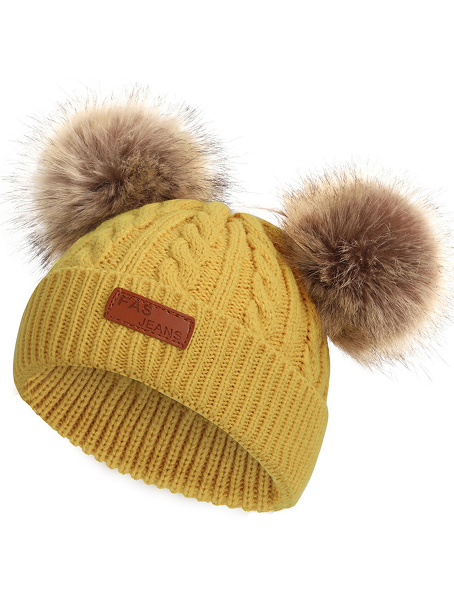 hats with 2 pom poms