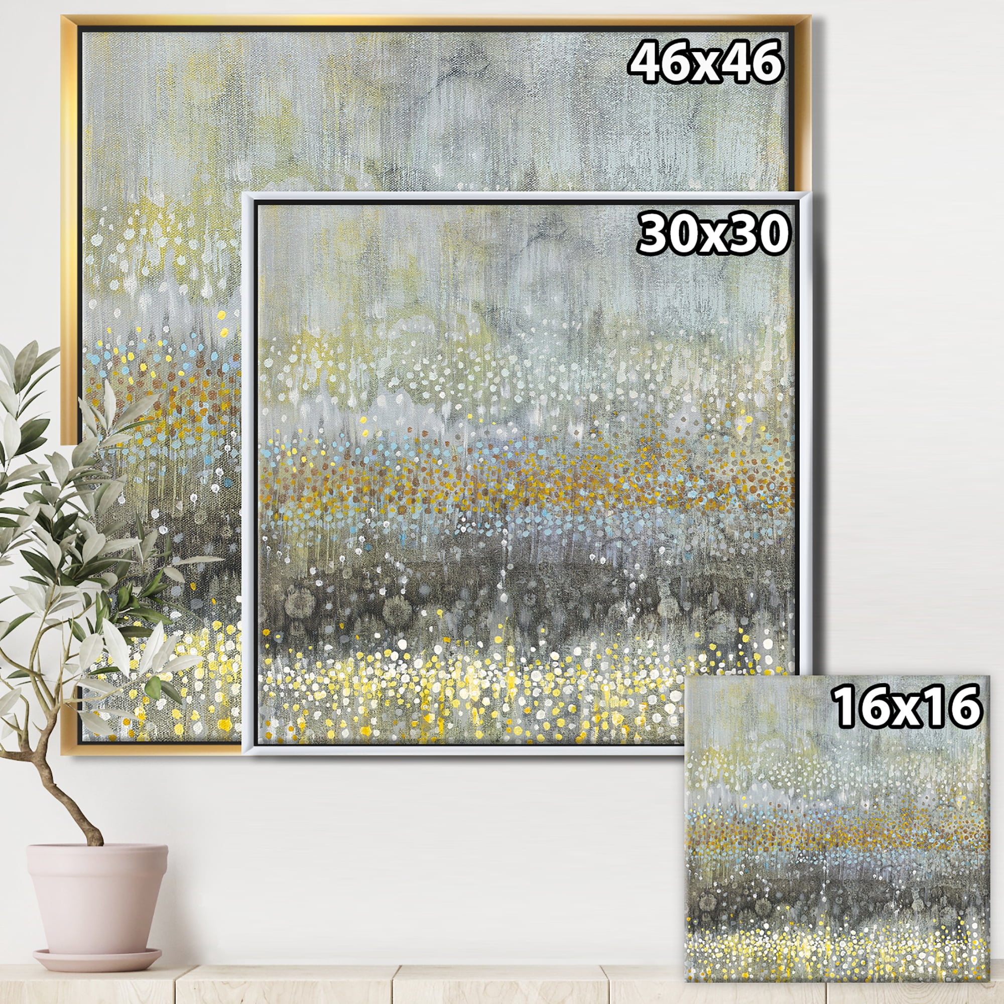 Designart ' Glam Rain Abstract III ' Modern & Contemporary Framed Canvas