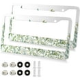 thumbnail image 2 of GZHJMY Watercolor Leaves License Plate Frame 2 Pack 2 Holes Car Aluminum License Plate Holder Automotive Parts Decoration Universal with Screw Caps Cover, 2 of 7
