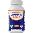 thumbnail image 2 of (3 pack) Vitamatic Vitamin B6 (Pyridoxine HCI), 25 mg 250 Vegetarian Tablets - Promotes energy production, boosts metabolism and immune health support, 2 of 11