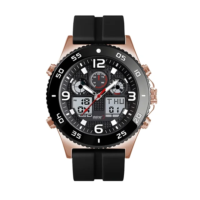 Reloj De Hombre Análogo y Digital Steiner Cronógrafo y Fechador Bronce