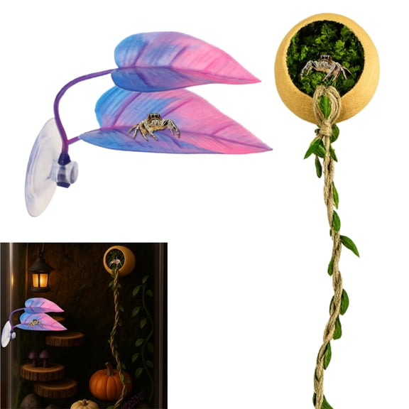 Magnetic Hide with Rope Bridge and Leaf Ledge for Spider
