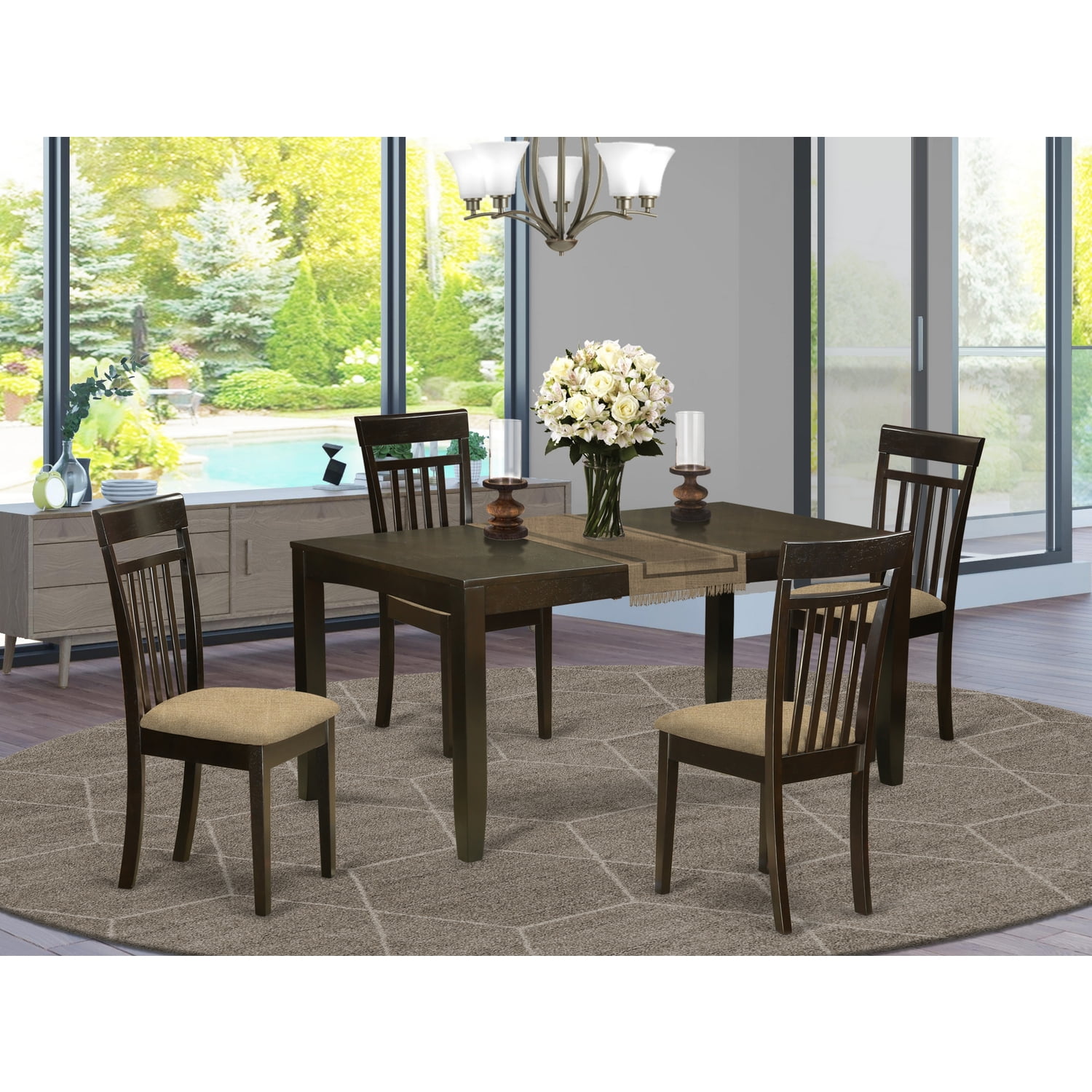 Dining Room SetDining Table With Leaf Plus Kitchen ChairsFinish