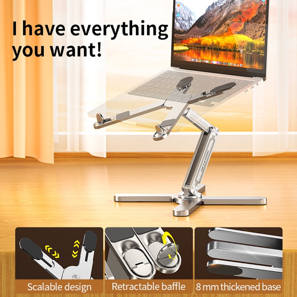 Laptop Stand with 360 Rotating Metal Foldable Holder for 16'' Computer Notebook X-Shaped Ergonomic Portable Adjustable Desk Laptop Riser