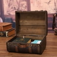 thumbnail image 5 of vintage Suitcase Wood Leather Finished Antique Storage Box Decorative Luggage for Photography Props Home Decoration, 5 of 7