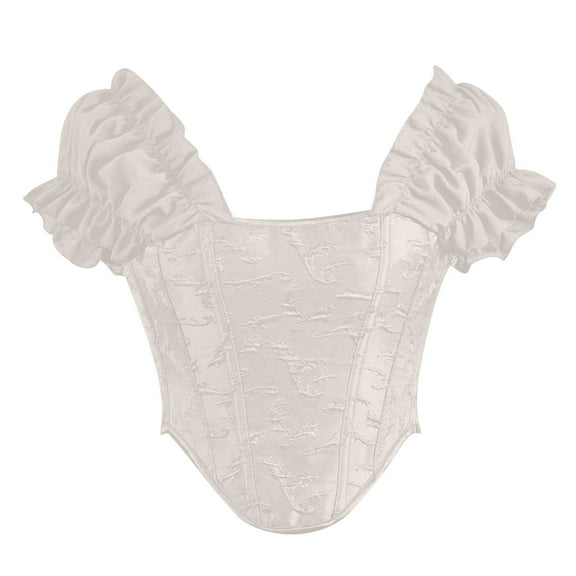 Aboser Corsets for Women Renaissance Ruched Sleeve Bustier Top Lace Up Boned Shapewear Steampunk Corset Overbust Waist Cincher