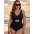 thumbnail image 6 of MOYIKO One Piece Swimsuits for Women Tummy Control High Waisted Bathing Suit Sexy V Neck Wrap Tie Back 1 Piece Swimsuit, 6 of 7