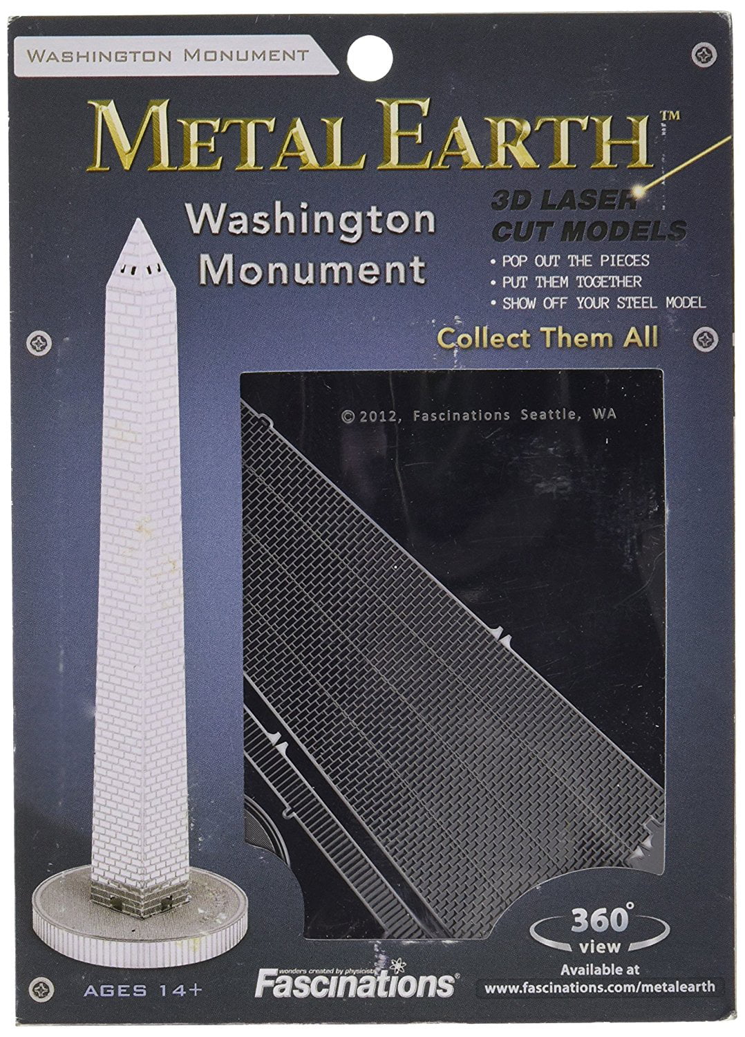 Fascinations Metal Earth 3D Laser Cut Steel Puzzle Model Kit Washington Monument 