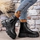 thumbnail image 2 of NECHOLOGY Botas Mujer Adulto Femenino Zapatos Botines de mujer Zapatos de mujer Moda Suela gruesa Medias botas de manga larga Botas de nieve cálidas de felpa para exteriores (Black, 6.5), 2 of 5