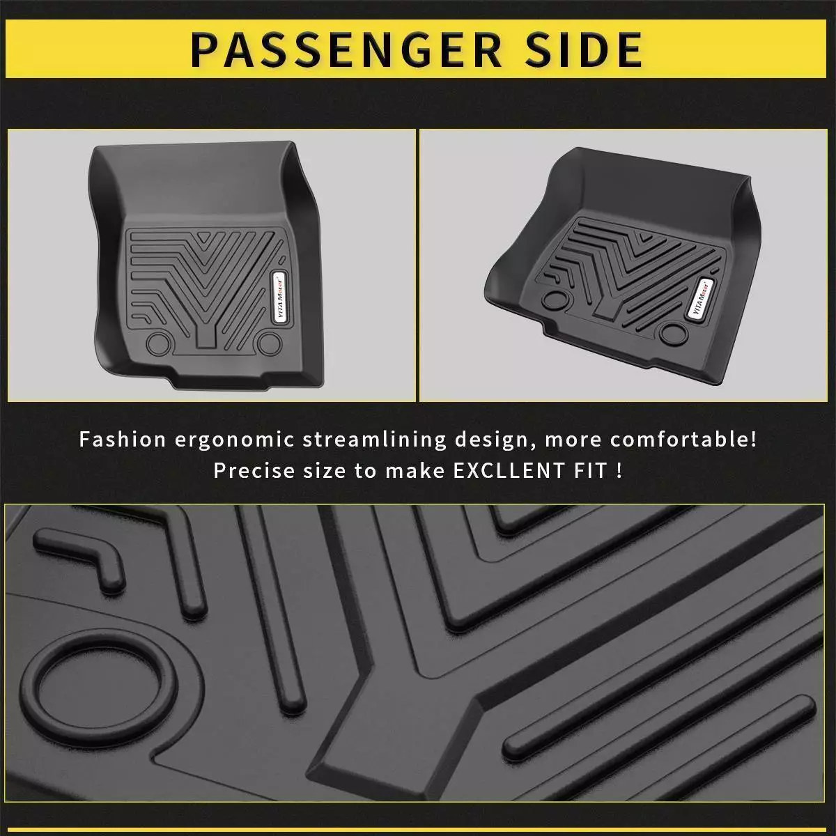 RVNI All Weather TPE Rubber Front and Rear 3-Piece for 2013-2018 Toyota RAV4 Floor Mats Set