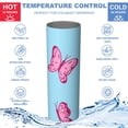 thumbnail image 5 of Butterfly 20 Oz Stainless Steel Skinny Tumbler – Vacuum Insulated Slim Travel Cup with Lid & Stainless Steel Straw, 360° Full Wrap Printed Tumbler for Home, Office & Outdoor Use, Spring, 5 of 6