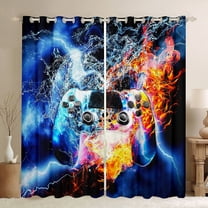 Manfei Boys Girls Video Game Black Out Curtains,Abstract Gamepads Curtains Pack of 2 (42x63 Each),Gradient Lightning Gamer Bedroom Curtains,Luxury Bedroom Decor