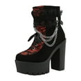 thumbnail image 3 of Leozcaa Women's Platform Boots Lace Buckle Gothic Cosplay Booties Chunky High Heels Ankle Boots Punk Shoes, 3 of 9