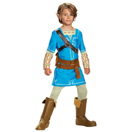 Disguise Link Breath Of The Wild Boys Deluxe Costume, Blue,Small(4-6X)